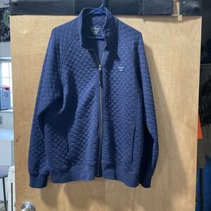 LL Bean Quilted Full Zip Jacket Navy Blue Womens Size L Traditional Fit Pockets